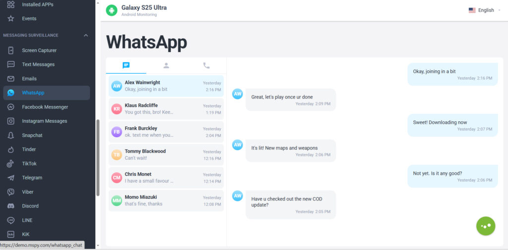 WhatsApp monitoring app for  Galaxy A36